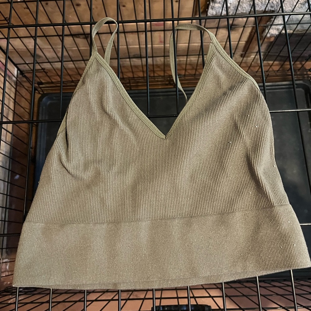 Green low cut crop top